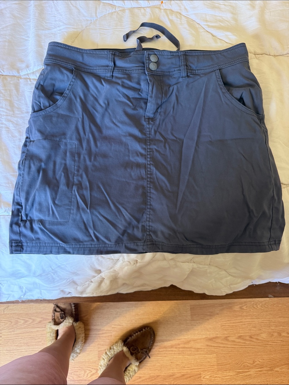 Prana Navy Drawstring Skort with Front Pockets